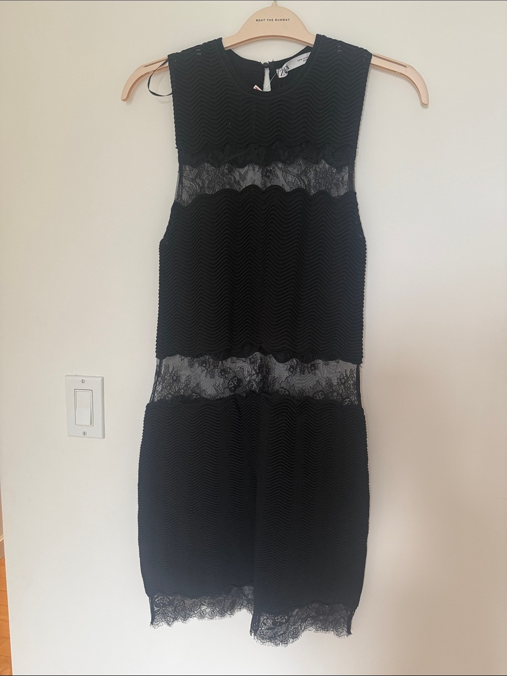Black Lace Panel Sleeveless Dress
